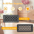 MMFSF 2 Pack Floor Vent Covers - Adjustable Decorative Floor Register 4x10, Heavy-Duty Steel, Rust-Proof Black