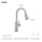 Moen Conneaut One-Handle Pulldown Kitchen Faucet with Reflex Docking and Power Clean - Spot Resist Stainless 87801SRS