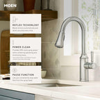 Moen Conneaut One-Handle Pulldown Kitchen Faucet with Reflex Docking and Power Clean - Spot Resist Stainless 87801SRS