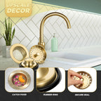 Mudder 3 Pcs Kitchen Sink Strainer Set – Brushed Gold Stainless Steel, Universal Fit