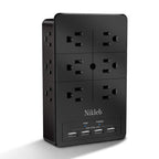 Nikleb Surge Protector Wall Charger – 12 Outlets + 4 USB Ports, Wall Mount Power Strip