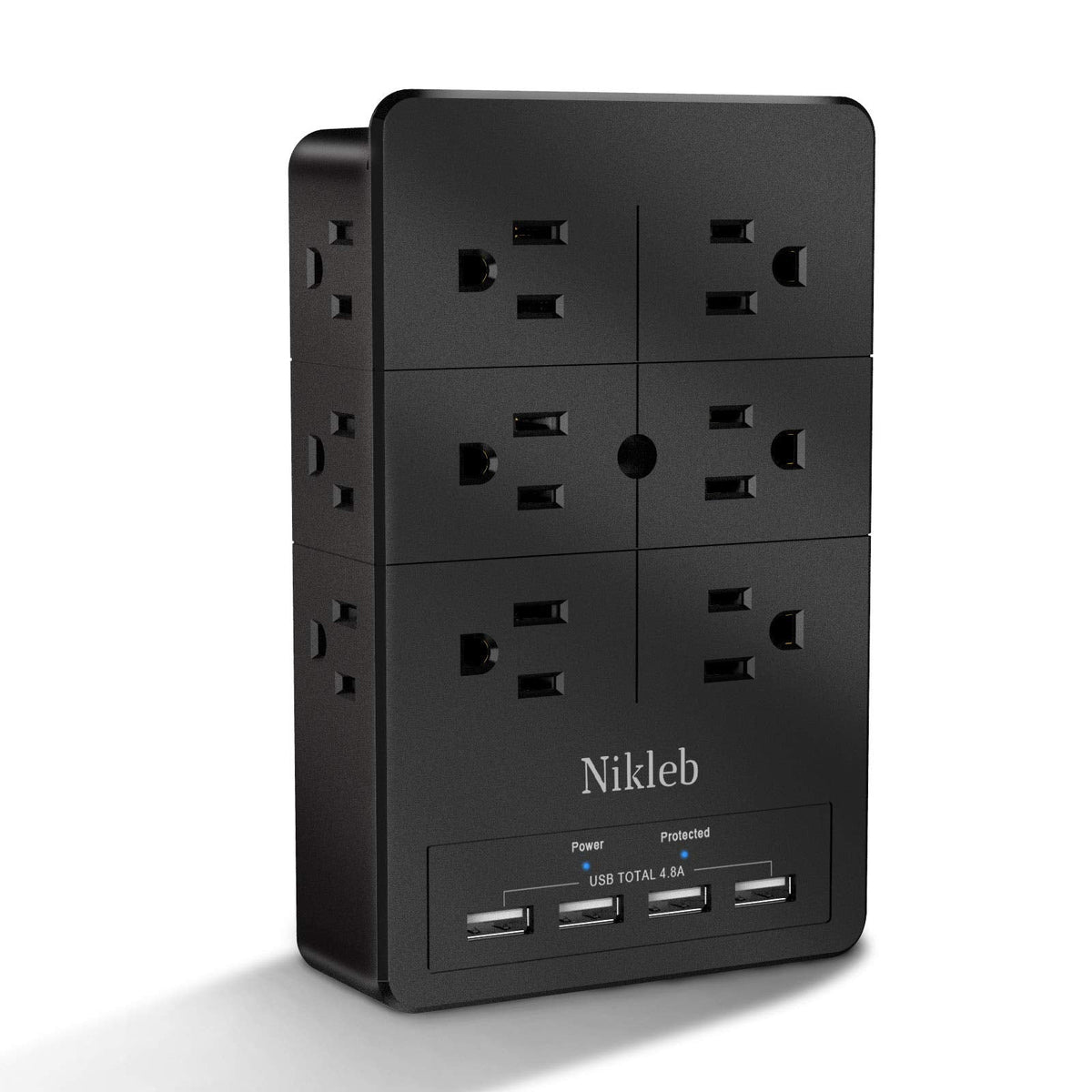 Nikleb Surge Protector Wall Charger – 12 Outlets + 4 USB Ports, Wall Mount Power Strip