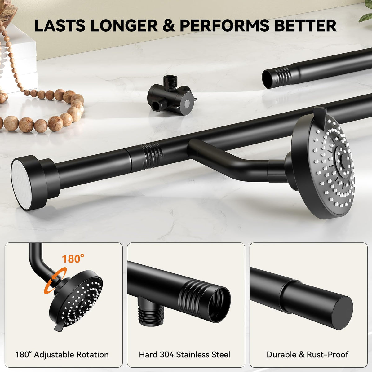 NTPN Dual Shower Head for Couples - High Pressure 2 Person Shower System in Black