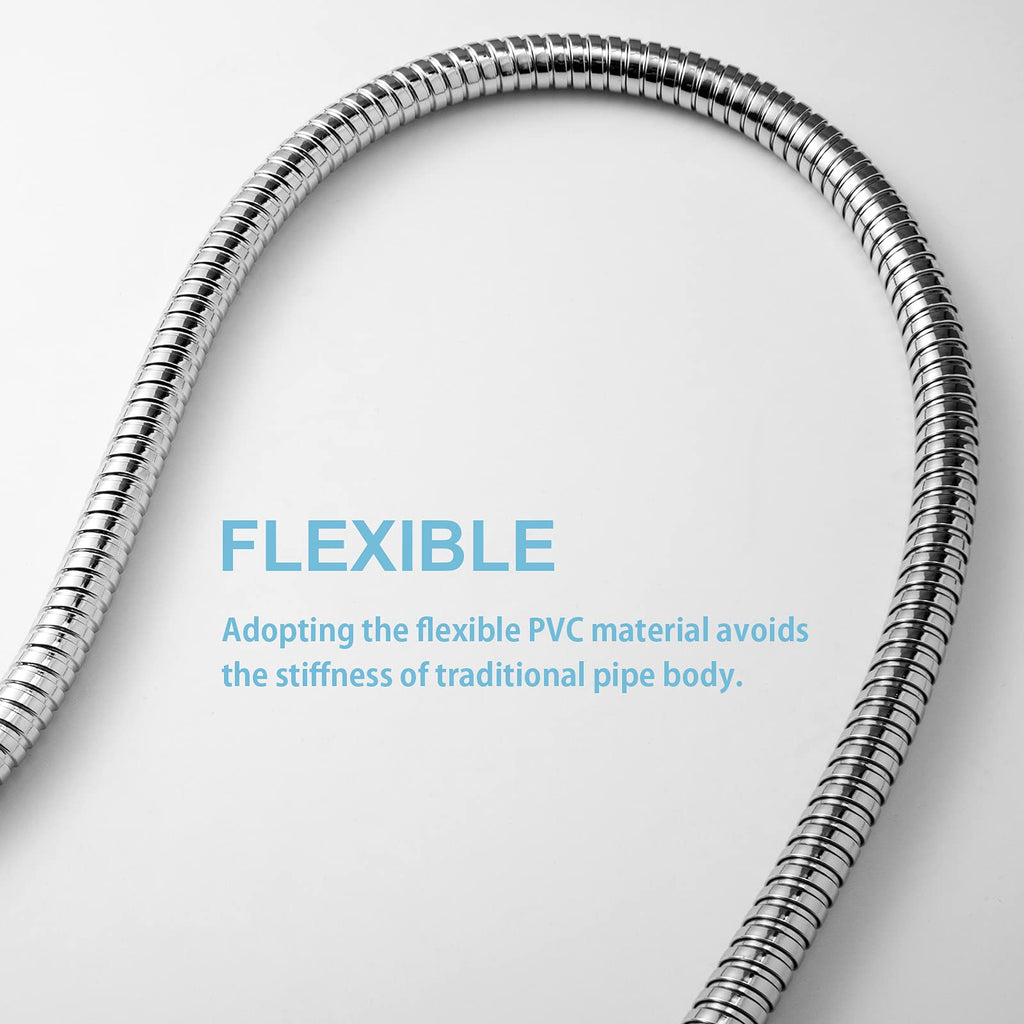 OFFO Shower Hose 120 in – Kink-Free Stainless Steel, Brass Insert, Chrome