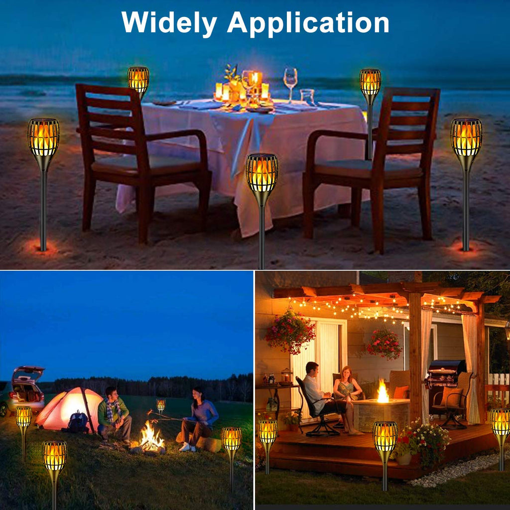 Ollivage Solar Torch Lights - 43-Inch Flame-Effect, Waterproof, Dusk-to-Dawn Auto On/Off, 2 Pack