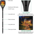 Ollivage Solar Torch Lights - 43-Inch Flame-Effect, Waterproof, Dusk-to-Dawn Auto On/Off, 2 Pack