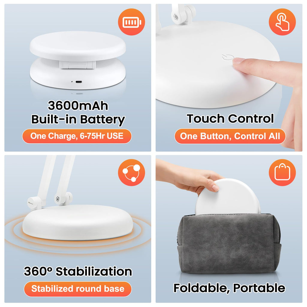 One Fire Cordless Desk Lamp – 3600mAh Rechargeable, Dimmable & Portable
