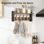 Optish Coat Rack Wall Mount with Shelf – 17.1 Inch, 5 Hooks, Vintage Brown