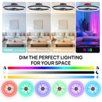 ORITHAM RGB Ceiling Fan with Light - 20-inch Fandelier Low Profile, Remote & App Control, Black