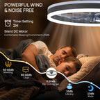 ORITHAM RGB Ceiling Fan with Light - 20-inch Fandelier Low Profile, Remote & App Control, Black