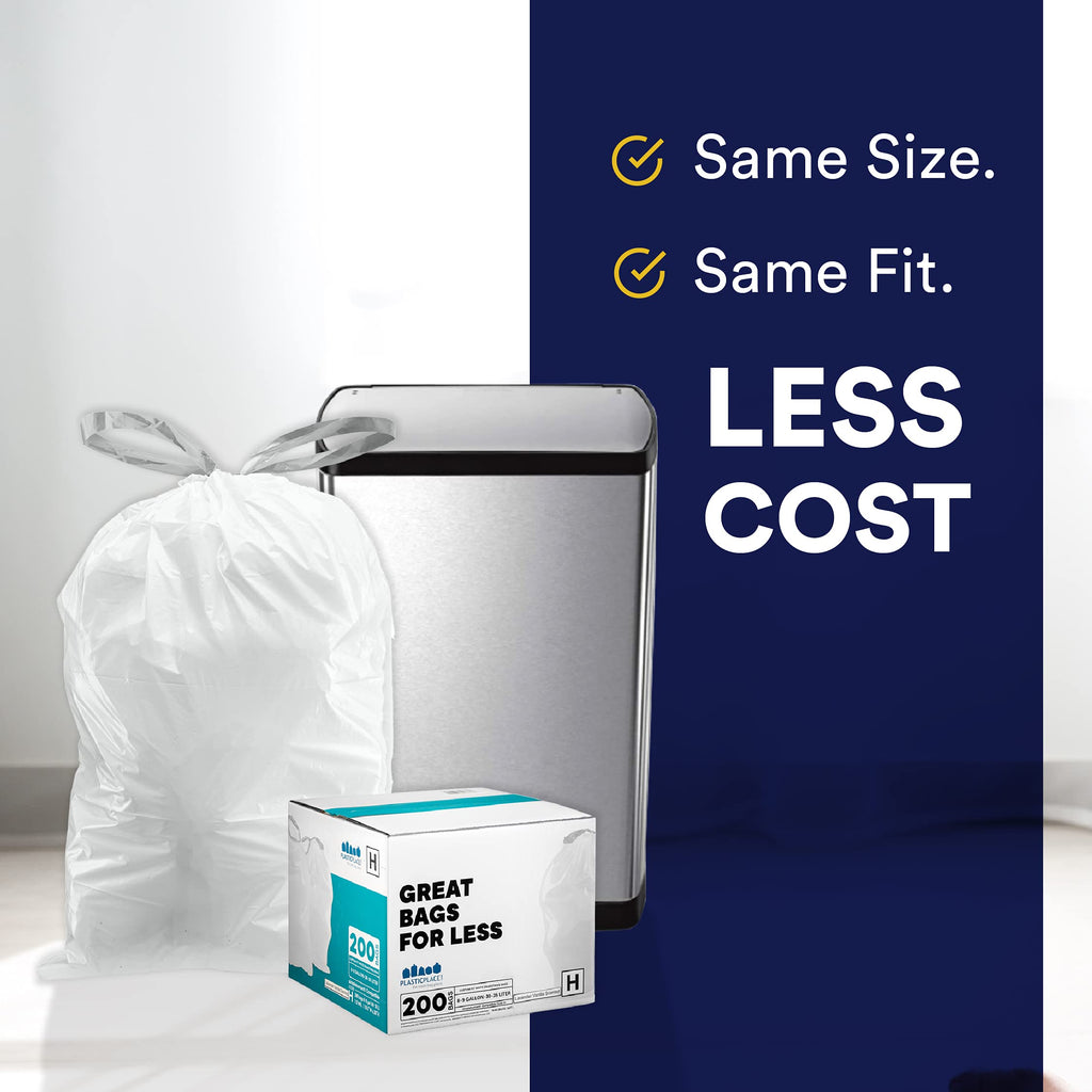 Plasticplace Custom Fit Trash Bags for simplehuman Code V – 100 Count, 1.2 Mil, 14.5x27.5 in