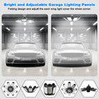 POLARPRA 200W 8-Panel Deformable Garage Lights – 6500K LED, E26/E27, 4-Pack