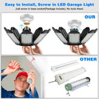 POLARPRA 200W 8-Panel Deformable Garage Lights – 6500K LED, E26/E27, 4-Pack