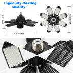POLARPRA 200W 8-Panel Deformable Garage Lights – 6500K LED, E26/E27, 4-Pack