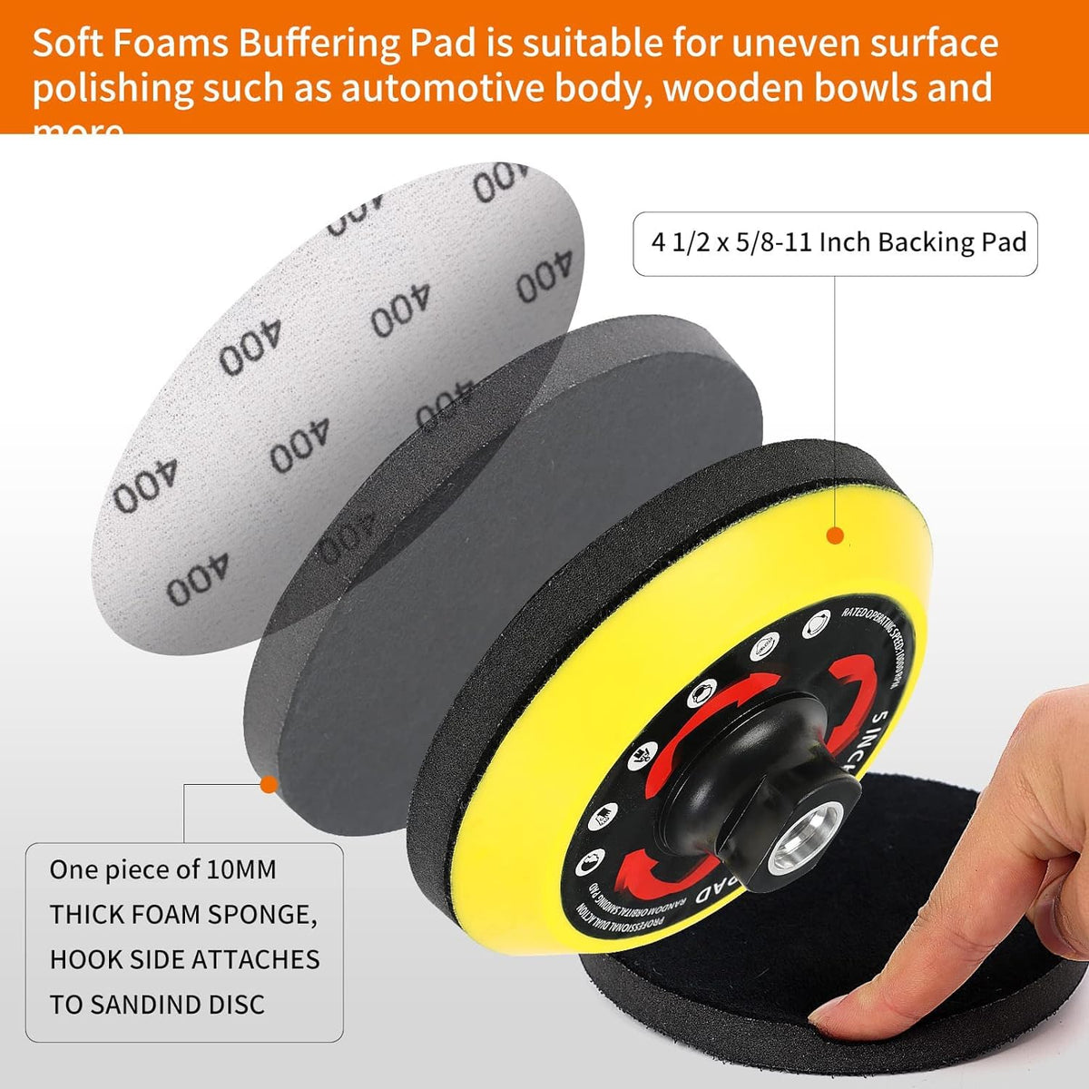 Pomsare 114PCS 5-Inch Angle Grinder Sanding Discs Set with Foam Backing Pad | 40–1000 Grits