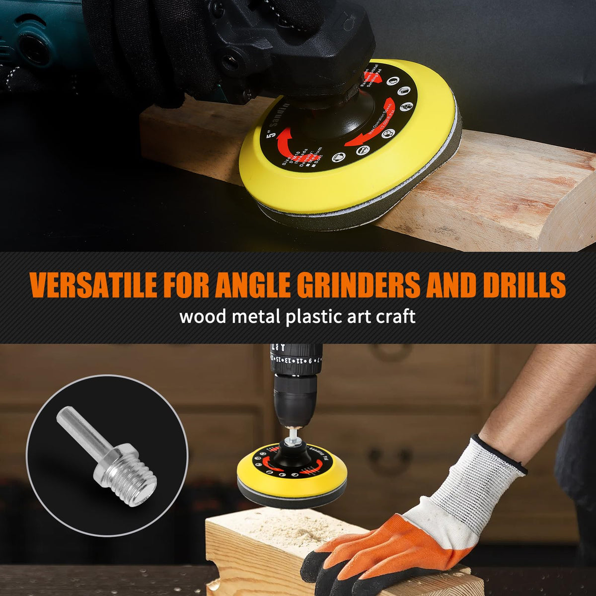 Pomsare 114PCS 5-Inch Angle Grinder Sanding Discs Set with Foam Backing Pad | 40–1000 Grits