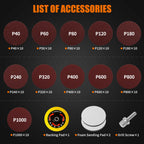 Pomsare 114PCS 5-Inch Angle Grinder Sanding Discs Set with Foam Backing Pad | 40–1000 Grits