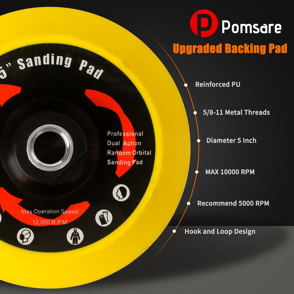 Pomsare 114PCS 5-Inch Angle Grinder Sanding Discs Set with Foam Backing Pad | 40–1000 Grits