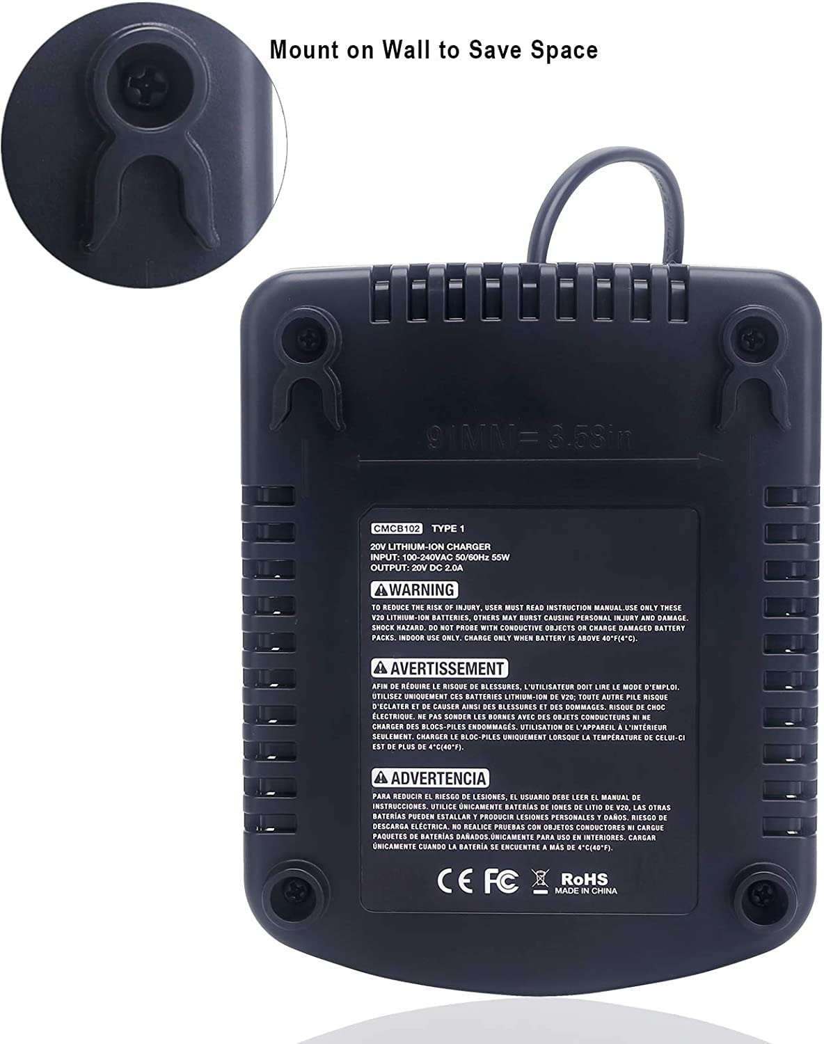 Qbmel 20V Battery Charger Replacement for Craftsman V20 – USB Port & 110-240V Input