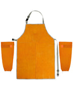 QWORK Welding Apron & Sleeves Set – Heat-Resistant Leather, Front Pockets, Adjustable Comfort