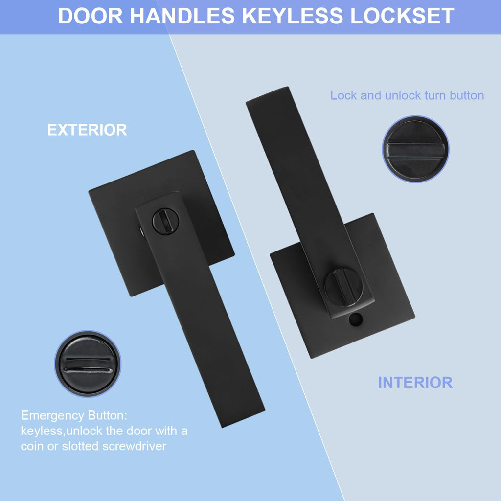 RAZCC Privacy Interior Door Lever – Matte Black Square Door Handle for Bedroom & Bathroom (1 Pack)