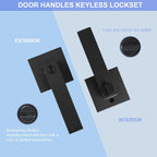 RAZCC Privacy Interior Door Lever – Matte Black Square Door Handle for Bedroom & Bathroom (1 Pack)