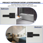 RAZCC Privacy Interior Door Lever – Matte Black Square Door Handle for Bedroom & Bathroom (1 Pack)