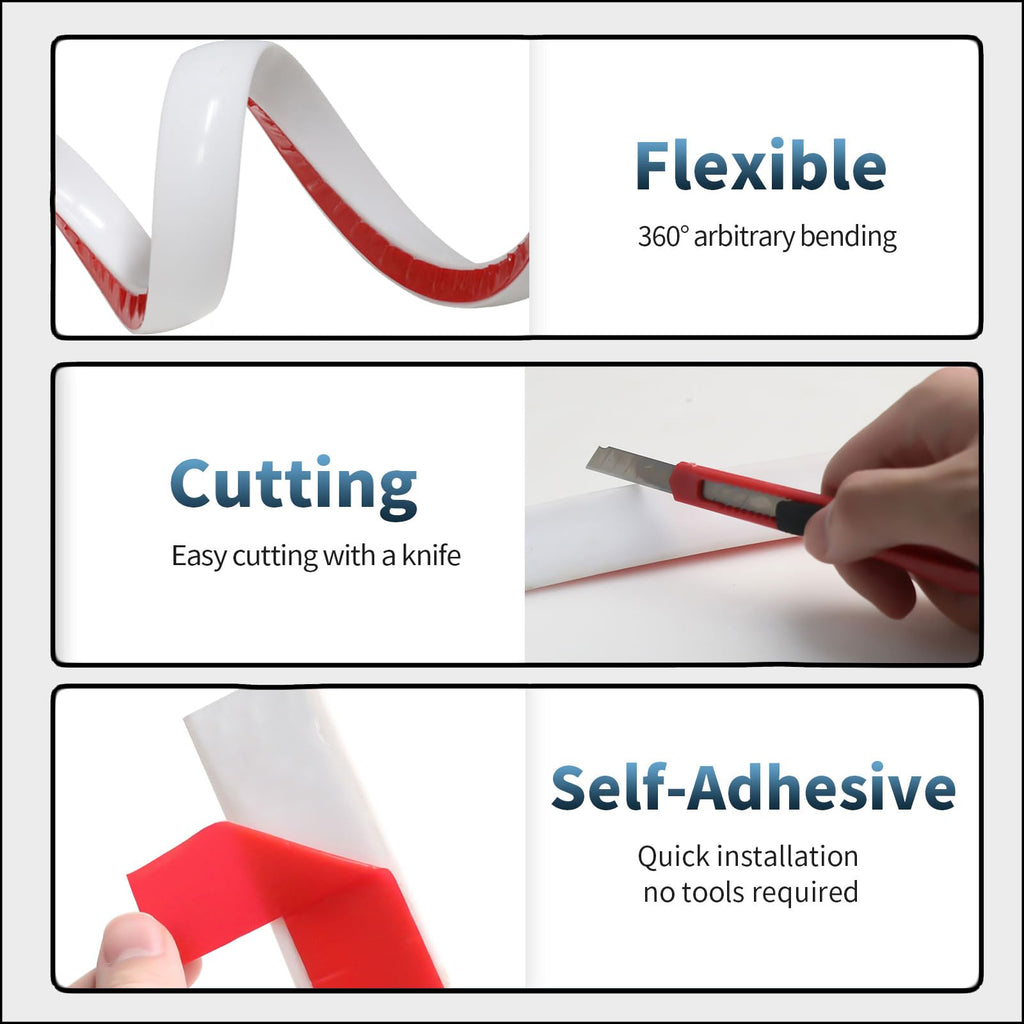 Risunpet Flexible Quarter Round Molding – Peel & Stick Trim for Crown & Baseboard