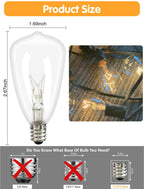 Romasaty 25-Pack ST35 Clear Edison Bulbs, 5W, C7/E12 – Indoor & Outdoor String Lights
