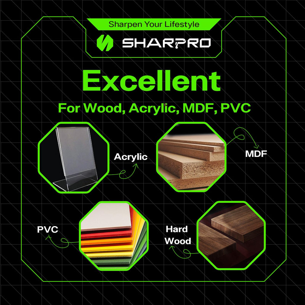SHARPRO 1/4 Spiral Upcut Router Bit – Solid Carbide, High-Precision CNC Bit for Wood Inlay and Plastic