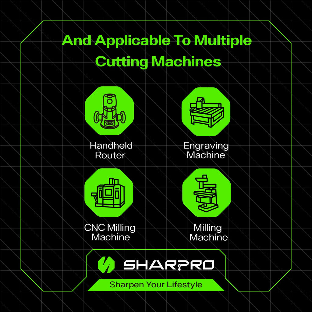 SHARPRO 1/4 Spiral Upcut Router Bit – Solid Carbide, High-Precision CNC Bit for Wood Inlay and Plastic
