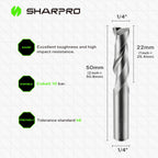 SHARPRO 1/4 Spiral Upcut Router Bit – Solid Carbide, High-Precision CNC Bit for Wood Inlay and Plastic