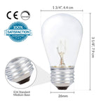 Simba Lighting 11W S14 Replacement Bulbs for Outdoor String Lights – E26, 2700K Warm White, Dimmable, 20 Pack