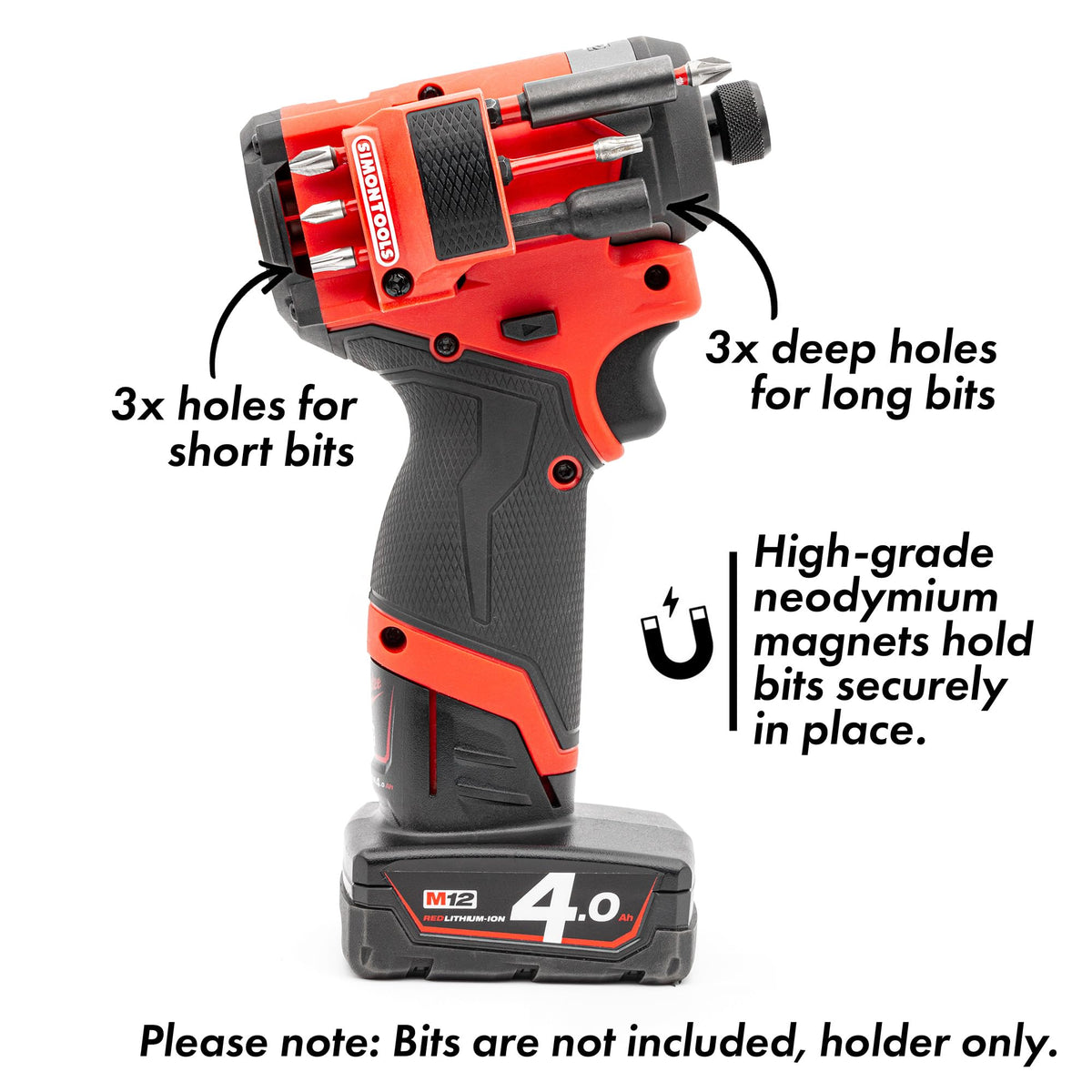 Simon Tools Magnetic Bit Holder for Milwaukee M12 Gen3 – Secure Magnetic Bit Holder for M12