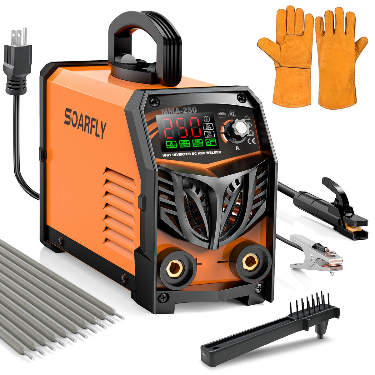 SOARFLY Stick Welder 250A ARC Inverter – Dual Voltage 110V/220V, Portable with LED Display