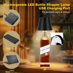 SOUDFK Wireless Bottle Lamp – 3-Color USB-C Rechargeable Light (Black)