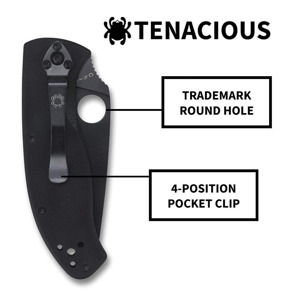 Spyderco Tenacious Folding Knife - 3.3-inch 8Cr13MoV Blade, G-10 Handle, LinerLock | EDC