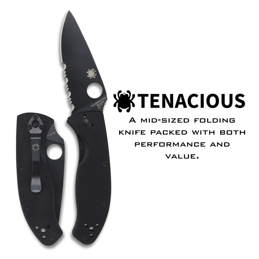 Spyderco Tenacious Folding Knife - 3.3-inch 8Cr13MoV Blade, G-10 Handle, LinerLock | EDC