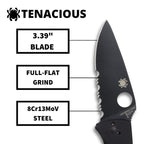 Spyderco Tenacious Folding Knife - 3.3-inch 8Cr13MoV Blade, G-10 Handle, LinerLock | EDC