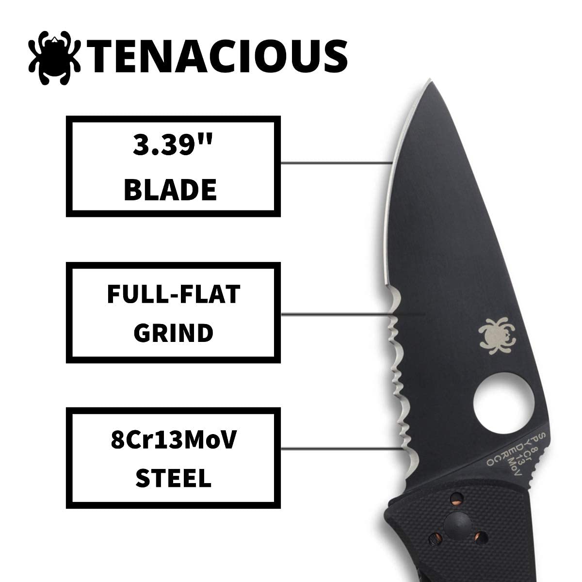 Spyderco Tenacious Folding Knife - 3.3-inch 8Cr13MoV Blade, G-10 Handle, LinerLock | EDC