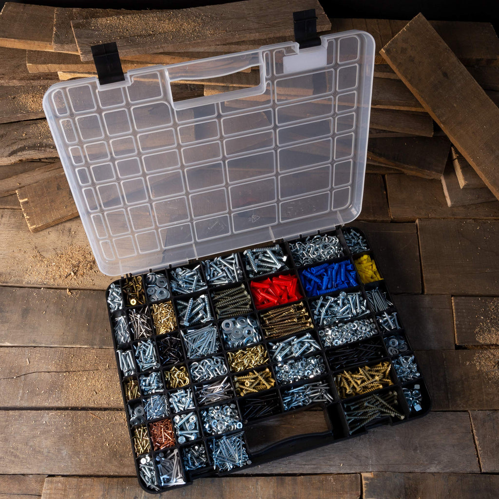 Stalwart 75-ST6073 Portable Storage Case – 55-Compartment Organizer with Lockable Latches