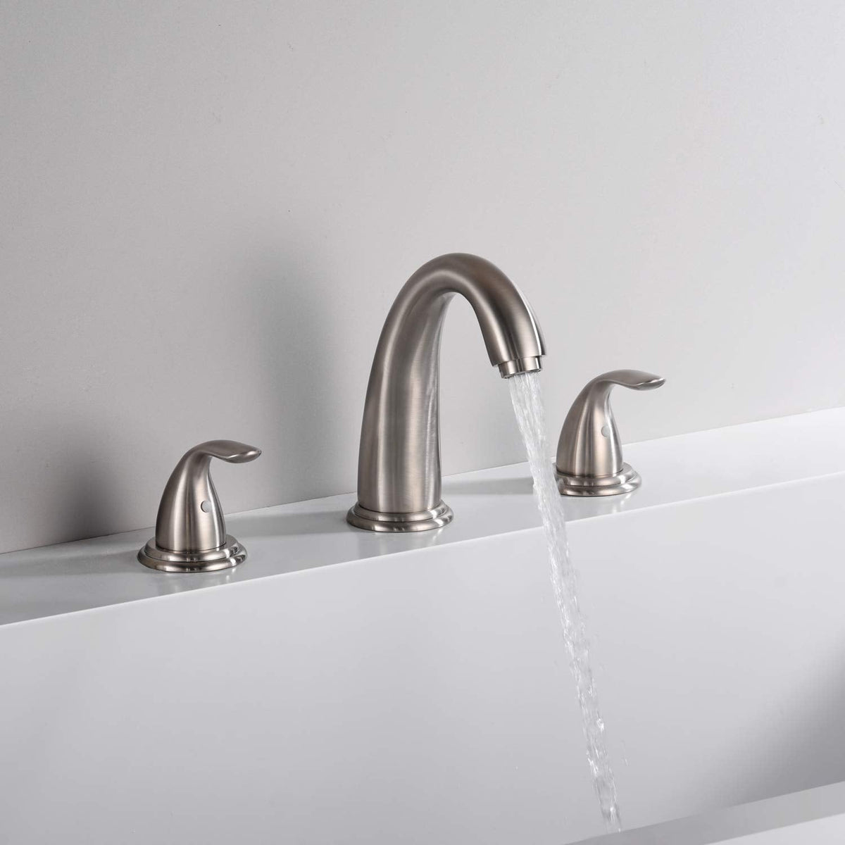 Sumerain Two-Handle Roman Tub Faucet Brushed Nickel with Valve – High Flow