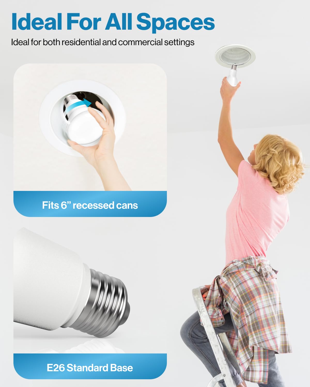 Sunco Lighting BR40 LED Bulbs 10 Pack – 1400 lm, 17W, 5000K Daylight, Dimmable, E26, UL Listed