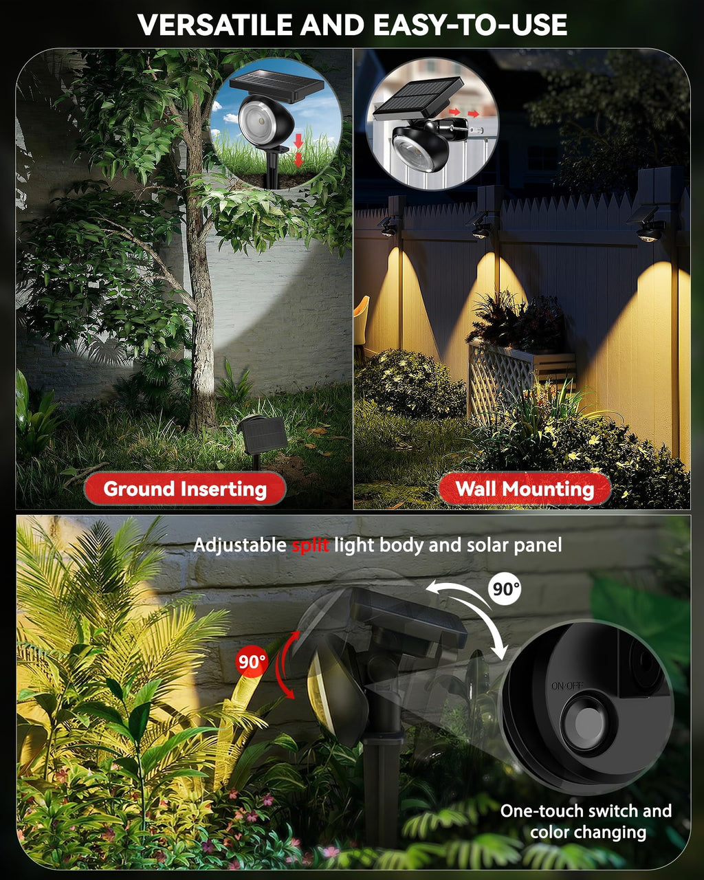 Sunyardlux Monocular Solar Spot Lights RGB+3CCT Outdoor Spotlight (8-Pack)