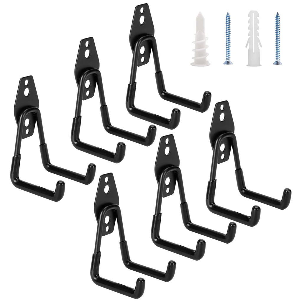 Suprom 6-Pack Garage Hooks Heavy-Duty – Up to 100 lbs Capacity | Steel Wall Hanger & Organizer