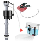 TEVIORA Universal Toilet Flusher Replacement Kit — Adjustable Fill Valve, 2-Inch Flapper, Red