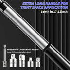 TOLCHENO 1/2” Offset Extension Wrench Impact for Electric Drill – 1/2", 3/8", 1/4" Socket Adapters, 17.12" Length