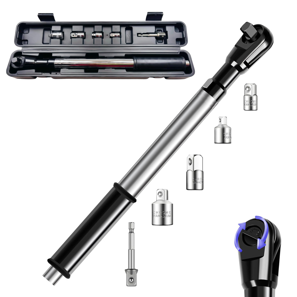 TOLCHENO 1/2” Offset Extension Wrench Impact for Electric Drill – 1/2", 3/8", 1/4" Socket Adapters, 17.12" Length