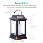 TomCare Solar Lights Flickering Flame Lanterns – 4 Pack Bronze Outdoor Hanging Lanterns