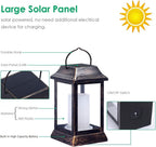 TomCare Solar Lights Flickering Flame Lanterns – 4 Pack Bronze Outdoor Hanging Lanterns